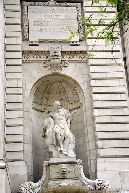 03 Man Seated On Sphynx Represents Truth By Sculptor Frederick William MacMonnies To The Left Of The Entrance To New York City Public Library Main Branch